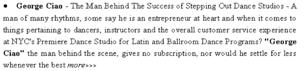 George Ciao - The Man Behind Stepping Out Dance Studio